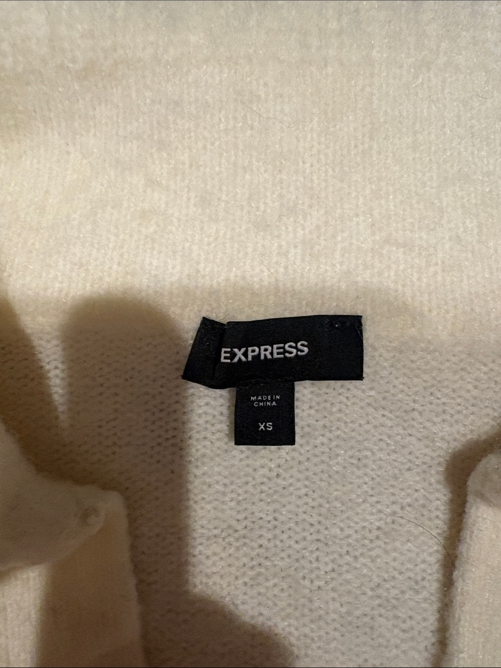 Express Cream V-Neck Collared Knit Sweater - Picture 2 of 2